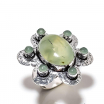 Natural Prehnite Gemstone Handmade 925 Sterling Silver Gift Ring Size 6 s8o74