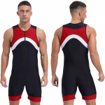 Meeste ujumistrikoo &uuml;hes t&uuml;kis jumpsuit Shorty wetsuit ujumiskost&uuml;&uuml;m Sportlik ujumisriided 4XL punane