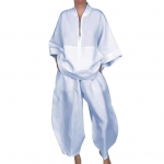 2 tk/komplekt Naiste s&auml;rgip&uuml;kste komplekt, pool lukuga, krae &uuml;heksandad varrukad, lai jalg lahti M helesinine v&auml;rv