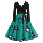 Halloween Print Flare kleit naistele pikkade varrukatega kleit vabaaja kleidid XXXXL valge