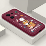 H&auml;id j&otilde;ule Snowman Elk Print telefoni kaas Xiaomi 13T Pro 11T Poco F6 X6 Redmi Note 13 12 11 Pro 10 pehme matt p&otilde;rutuskindel TPU kaitse&uuml;mbris Xiaomi 13T / 13T Pro must