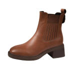 Uued s&uuml;gisesed naiste saapad ruudukujulised l&uuml;hikesed k&otilde;rged kontsad talvesaapad naiste Chelsea saapad naiste kingad Zapatos 38 brown