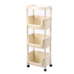 Kaane ja riiulitega hoiuriiul, moodne lihtne stiil, eemaldatav raamaturiiul, vannituba, puurimiseta hoiuk&auml;ru, organisaator Creamy White Three Layers