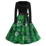 Naiste mood ruudukujulised vabaaja &otilde;hukesed j&otilde;ulutr&uuml;kiga pikkade varrukatega kleidid S roheline