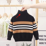 Autumn Winter Base Sweater Boys Sweater Striped Knitted Bottoming Shirt Children Keep Warm Clothes Boys' Pullover Top 100cm