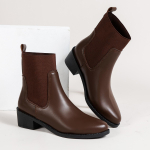 L&auml;&auml;ne poolsaapad naistele PU-nahast retrostiilis madala kontsaga naiste saapad, terava varbaga, moodsad l&uuml;hikesed saapad D210 35