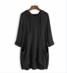 Kevad S&uuml;gis Naiste Kapuutsiga &Uuml;hev&auml;rviline Lahtine Pikk T-s&auml;rk Ebakorrap&auml;rase Pika Varrukaga Taskuga Pullover Top 5XL burgundiapunane