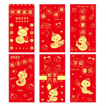 6 tk punaseid &uuml;mbrikke 2025. aasta mao aasta Hiina punased &uuml;mbrikud Kuu-uusaasta &otilde;nnelik rahatasku kevadfestivali jaoks E