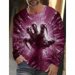 V&auml;rviplokk 3D Prindiga Meeste T-s&auml;rgid Kevadsuvi Imitatsiooniga pol&uuml;ester lahtise &uuml;mara kaelusega pikkade varrukatega vabaaja topid Oversized T-s&auml;rk S