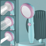 360 kraadi p&ouml;&ouml;ratav vihmadu&scaron;ipea, 3 režiimi reguleeritav k&otilde;rgsurve du&scaron;ipea, vett s&auml;&auml;stvad du&scaron;itarvikud roosa