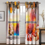 J&otilde;ulukaunistuste kardin 3D multifilm J&otilde;uluvana j&otilde;ulupuu pol&uuml;esterriidest kardin lumememme muster pidulik atmosf&auml;&auml;r W132cm x H160cm&Hook