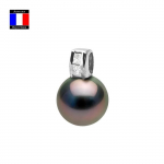 Compagnie G&eacute;n&eacute;rale des Perles &ndash; Teemantripats 0,18 Ct ehtsa Tahiti p&auml;rli &uuml;mmargune 12&ndash;13 mm 18 Kt valge kuld &ndash; naiste ehted