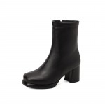 Klassikalise stiiliga pluss suuruses 46 47 48 talvised lakoonilised naiste pahkluusaapad platvormil, paksu k&otilde;rge kontsaga, lukuga saapad, Botas Femininas 8.5