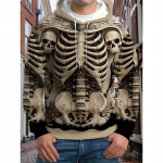 Meeste 3D Skull Print pikkade varrukatega kapuuts S&uuml;gis-/talve uus t&auml;navar&otilde;ivas, Retro vabaaja meeste kapuuts Suurem&otilde;&otilde;dulised r&otilde;ivad S