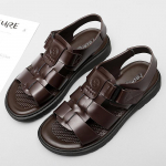 Fashion2024 uued suvised paksu tallaga meeste kingad Ehtsast nahast v&auml;lisspordisandaalid Kvaliteetsed pruunid mustad hingavad rannajalatsid 38 must