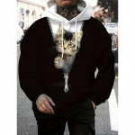 Meeste kapuutsiga 3D-armsad kasside prindiga dressipluusid meestele vabaaja kapuutsiga s&auml;rk Pusad Pullover riided Harajuku top meeste r&otilde;ivad S
