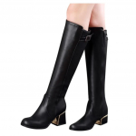 Mood Naiste Valge Nahast P&otilde;lvek&otilde;rgused Saapad Ruudukujulise K&otilde;rge Kontsaga Vabaaja Pika S&auml;&auml;rega Saapad Naine Seksikad &Uuml;le P&otilde;lve Reiek&otilde;rgused Saapad Naine Talv 39 must