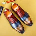 Ehtne nahk Mitmev&auml;rvilised Meeste igap&auml;evased Brogue kingad Meeste formaalsed kingad Kontor Sotsiaalne Disainer Pulmad Luksuslik Elegantne Meeste pidulikud kingad 6 sinine