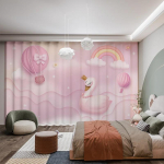 Moodne multifilmiloss &Uuml;kssarvik &Otilde;hupall Roosa Printsessi Vikerkaar J&auml;nku T&uuml;druku Tuba Laste Magamistuba Rulood Pimendavad Kardinad Uus W55 X H120cm X 2&HOOK