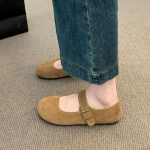 Uus stiil madala suuga lameda tallaga naiste kingad Pehme tallaga oakingad &uuml;mmarguse varbaga Retro Mary Jane kingad Zapatos Mujer 35 beež