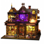 3D Puidust Pusle Nukumaja K&auml;sit&ouml;&ouml; DIY V&auml;ike Maja Komplekt Ehitus Montaaž M&auml;nguasi Kodu LED Valgusega Nukumaja Lastele T&auml;iskasvanutele Kingitused No Dust Cover