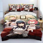 Anime SPY&times;FAMILY Anya voodipesukomplekt poistele, t&uuml;drukutele, kaheinimesevoodi, kaheinimesevoodiga tekikott Padjap&uuml;&uuml;r, lastevoodi t&auml;iskasvanute moe kodutekstiil, tekstiil 70x133cm 2pcs
