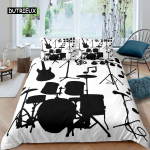 Sinine trummikomplekt tekikott ja padjap&uuml;&uuml;rid Microfiber Rock Roll Pop-muusika &uuml;heinimesevoodi tekikott ja padjap&uuml;&uuml;rid Muusikainstrument s&auml;delevate triipudega tekikott EU single(135x200cm)