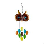 &Ouml;&ouml;kull tuulekella meisterdamine v&auml;rviline metallist klaasist peitsitud rippuv tuulekella ornament veranda dekoreerimiseks