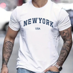 Meeste suvine New York Usa tr&uuml;kitud 100% puuvillane suur avara &uuml;mara kaelusega l&uuml;hikeste varrukatega T-s&auml;rk top M