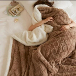 Winter Blanket Lamb Wool Thick Double Side Microfiber Flannel Super Soft Throw Blanket for Bed Comfortable Warm Comforter Double 200x230cm