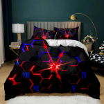 Geomeetriline tekikott mitmev&auml;rviline k&auml;rjekujuline kuusnurkne voodipesukomplekt geomeetiline teema metalltekstuur voolujooneline pol&uuml;estertekk 218x177cm 86x70in