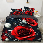 Red Roses tekikott, Queen Size King Full 3D voodipesu komplektid lilledega padjap&uuml;&uuml;r QuiltComforter kattekomplektid voodipesu 140x200 EU Single 135x200cm