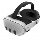IPLAY pearihm, mis &uuml;hildub Oculus Quest 3 VR-tarvikutega. Reguleeritav Elite rihma asendus mugavuse suurendamiseks valge