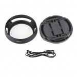 Kerge metallist ventileeritud kaamera objektiivivarjuk koos korgitarvikuga (49 mm)