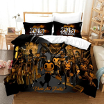 Uus Anime Bendy & Ink Machin Voodipesukomplekt &Uuml;he-, Kahe-, T&auml;is-, Kuninganna-, Kuninga suuruses Voodikomplekt T&auml;iskasvanu Laste Magamistuba Tekikoti Komplekt Kodutekstiilid EU Twin 135x200cm black