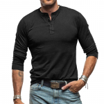 Retro meeste &otilde;ues avar s&uuml;giskapsas vabaaja pikkade varrukatega Henley kraega top s&auml;rk kardigan S tumehall v&auml;rv