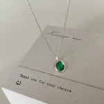 Niche Design Sense Ovaalne Roheline Ahhaat Ripats Kaelakee Naise isiksus Mood Temperament V&auml;rske Mitmek&uuml;lgne Kaelakett Rangelaukett