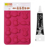 Moule Chocolats de P&acirc;ques + Stylo de gla&ccedil;age noir