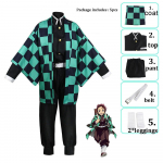 Anime Deemonitapja: Tanjiro Kamado Yaiba kimono top uhke &uuml;likond Halloweeni cosplay kost&uuml;&uuml;m 3XL