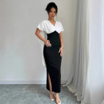 Naiste prantsuse temperamendiga seksikas v&uuml;rtsikas &otilde;huke &otilde;huke kott puusapiluga elegantne keepkleit S must/valge