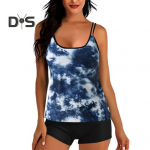 2 tk/komplekt tankini komplekti eemaldatava rihmaga rinnapadjaga reguleeritavad &otilde;larihmad pluusid elastse v&ouml;&ouml;kohaga tr&uuml;kitud ujumisp&uuml;kste komplekt rannariided S roheline