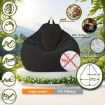 1 tk Mugav Pehme Bean Bag Tooli Diivanikate, Laisk Diivanikate, Sobib Telkimiseks ja Kodu Kaunistamiseks, V&auml;lja arvatud Sisseehitatud Polsterdus. must