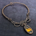 Bumble Bee Jasper Handmade Copper Wire Wrap Jewelry Necklace 18 w7w16