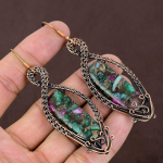 Ruby in Zoisite Handmade Copper Wire Wrap Jewelry Earring 3.54 k0y44