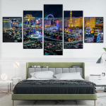 5 t&uuml;kki Las Vegase linna maastikumaalid L&otilde;uend HD-tr&uuml;kised Modulaarsed pildid Seinakunst Kodu dekoratiivne plakat Moodne kunstiteos 20x35cm*2 20x45cm*2 20x55cm*1