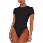 Naiste bodyd &uuml;mara kaelusega l&uuml;hikeste varrukatega bodyd v&auml;ljas k&auml;imiseks suvised p&otilde;hilised leotardid topid onesie s&auml;rgid avatud seljaga bodyd S must