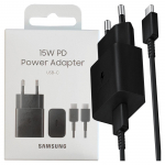 Ład. Siec. Samsung Ep-T1510Xb 15Wfast Charge + Kabel Usb-C/Usb-C Czarny/Black