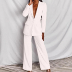 S&uuml;gisNaiste Mood Elegantne Pikkade Varrukate &Uuml;likond Sirge L&otilde;ikega P&uuml;kstega &Uuml;likond Juba Laos XS valge