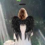 Ingli kost&uuml;&uuml;mi tiivad ja peapael tarvikud Halloween Cosplay must