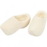 Sabots en bois - Miniature d&eacute;corative - 70 mm - Blanc - Pour elfes de No&euml;l et poup&eacute;es